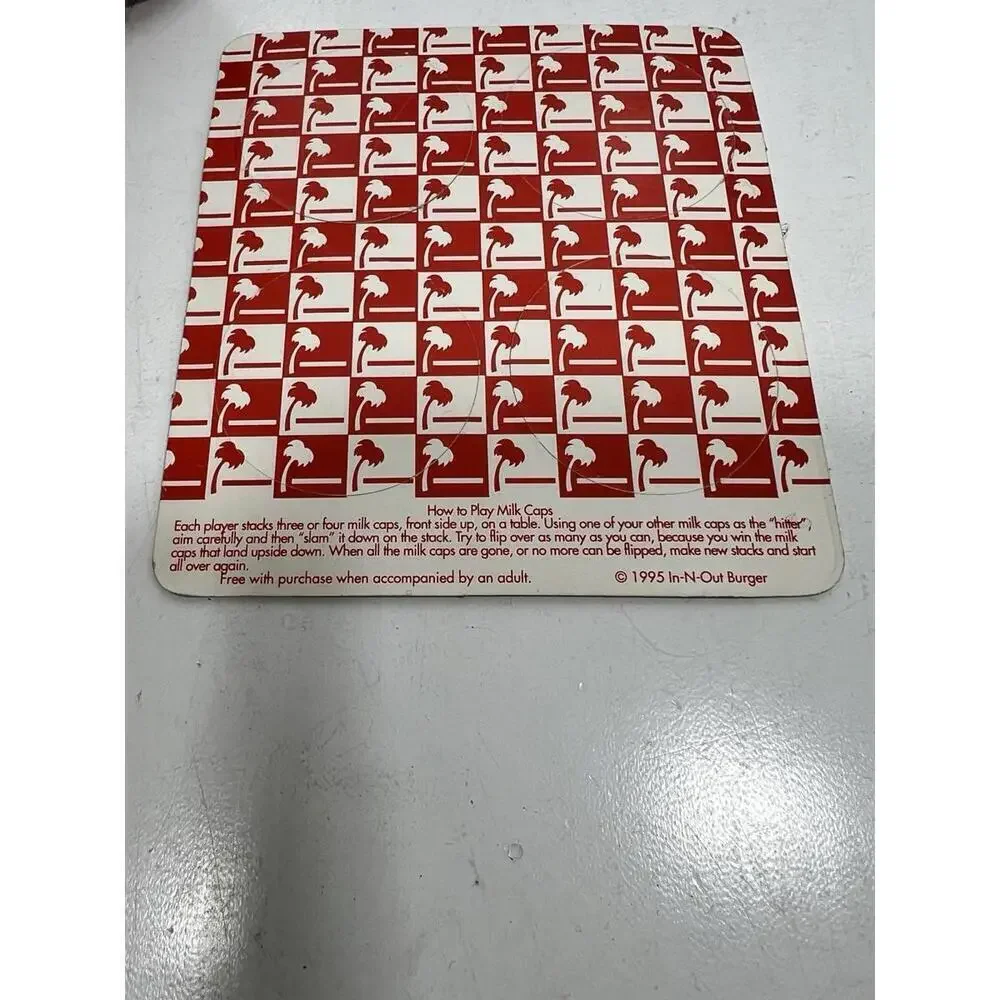 In-N-Out Collectible Milk Pogs Caps Vintage Set Of Four, 1995